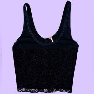 Free People Black Lace Crop Top